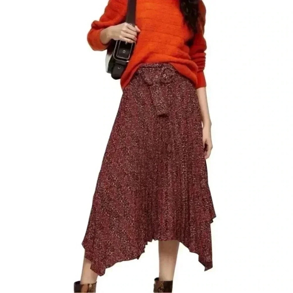 Topshop MIDI Pleated Asymmetrical Skirt Animal Print Leopard Print 10 NWT - Picture 8 of 8